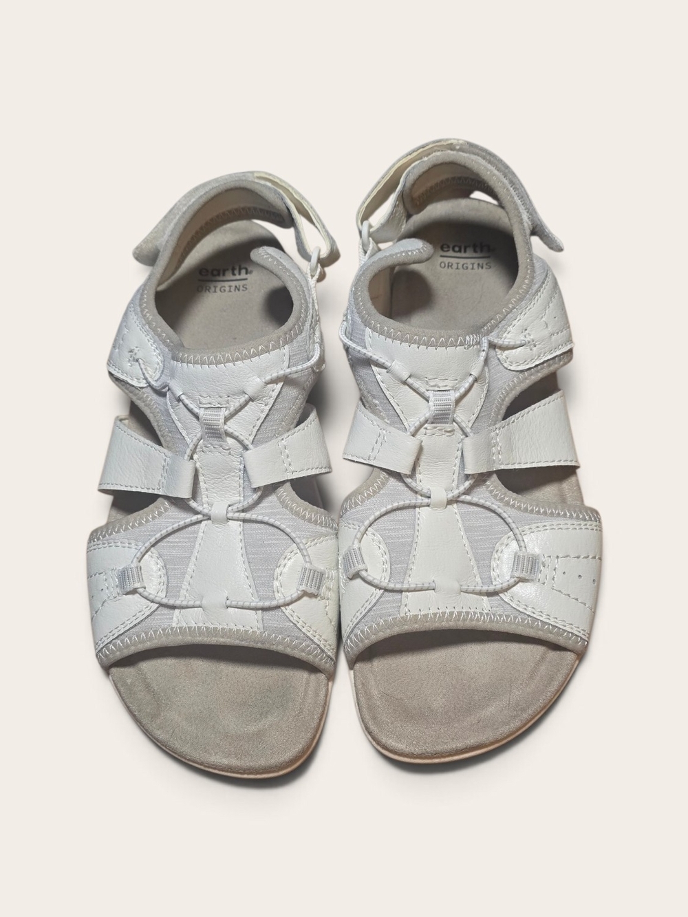 Earth Origins White Strap Sandals Savoy Siena 10W